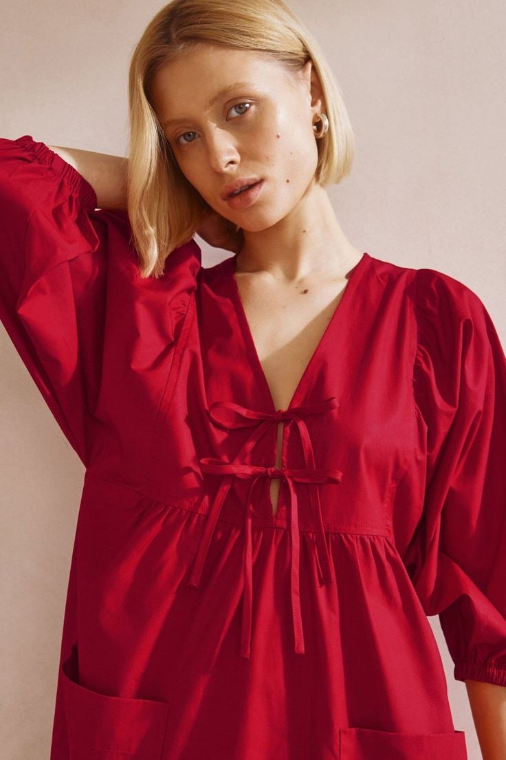 Buy Red Pure Cotton Poplin Fabric