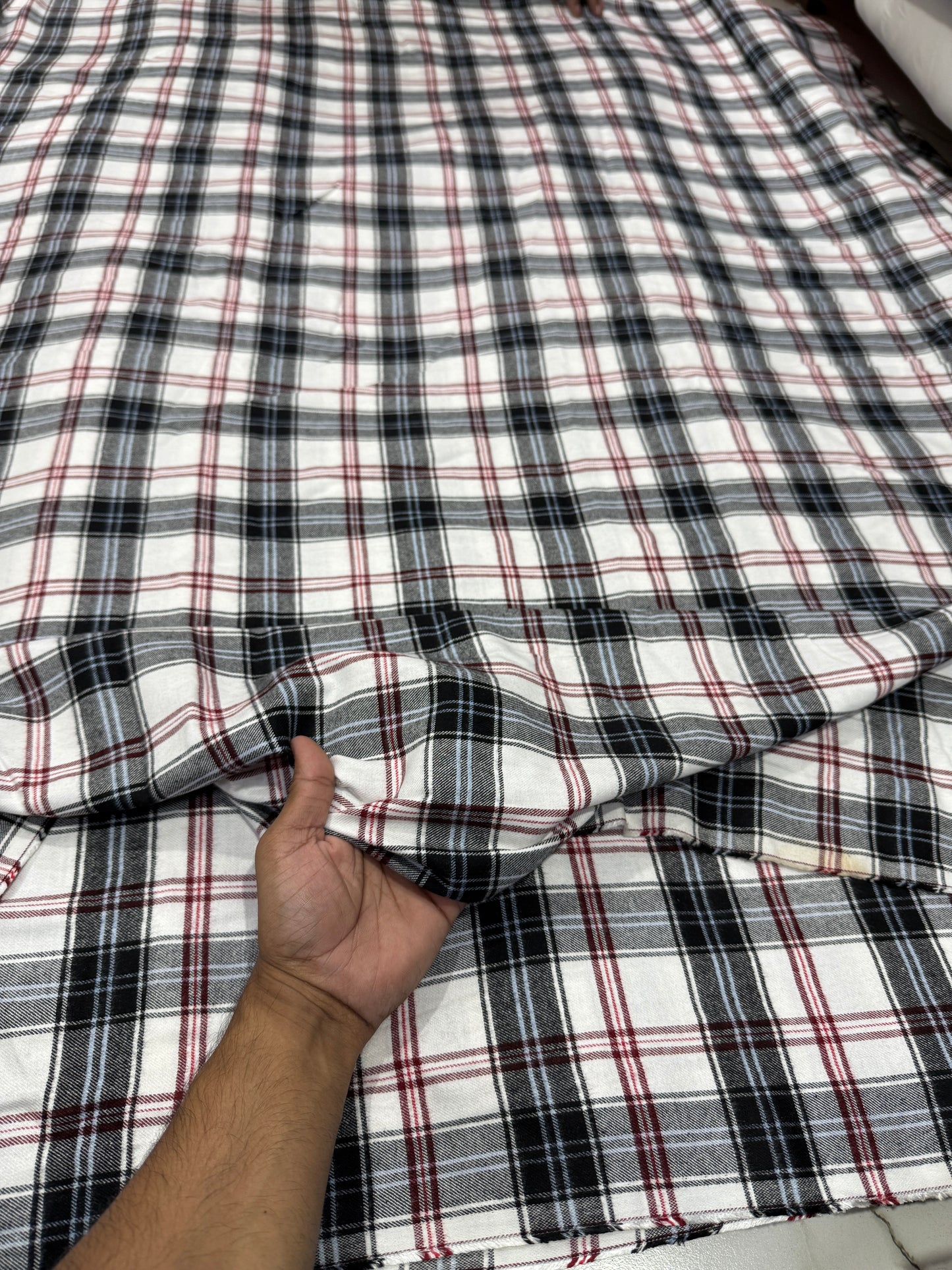 Buy Rare Cotton Twill Vintage White Check Fabric