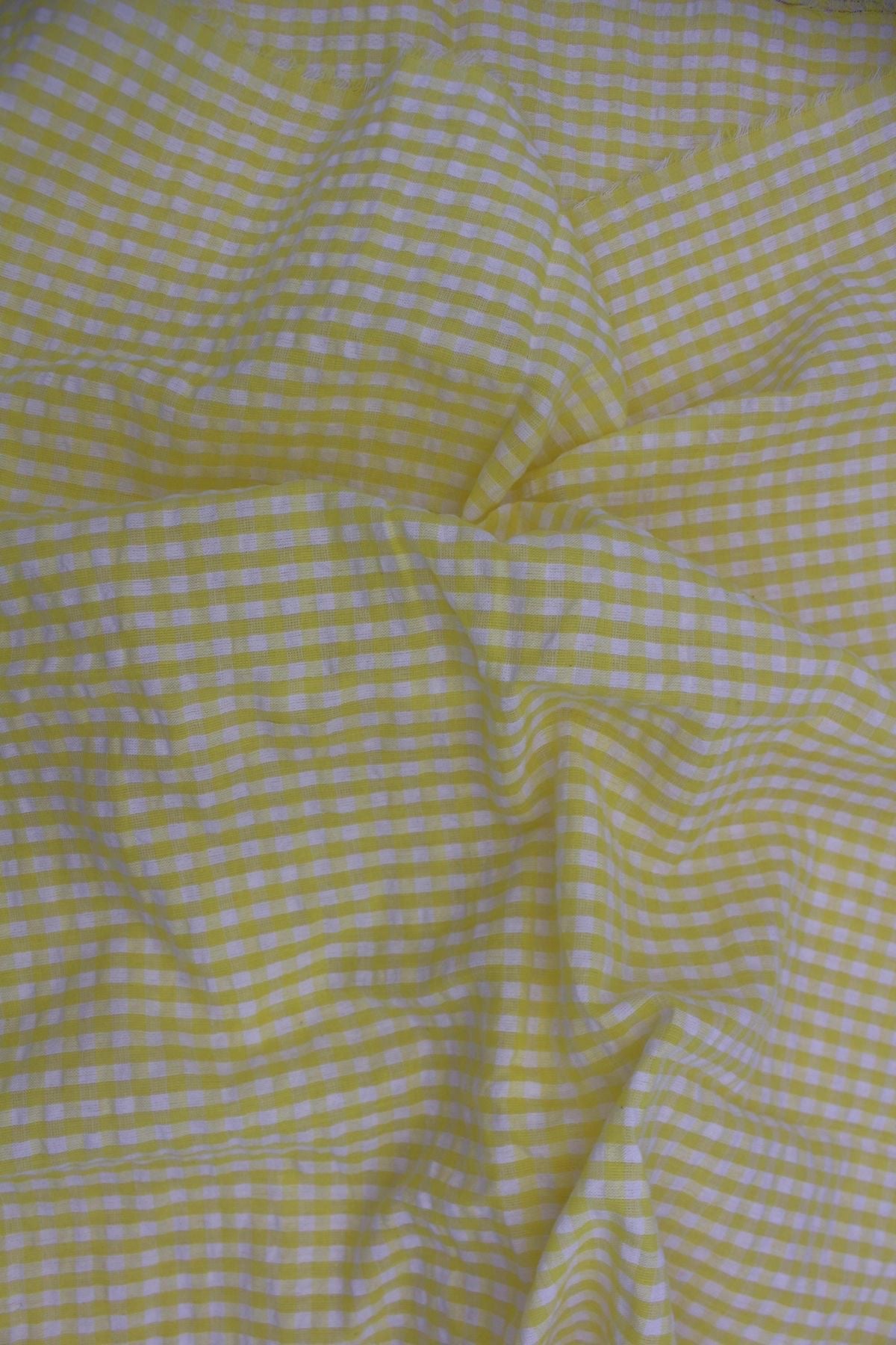 Buy Premium Seersucker Yellow Checks Fabric