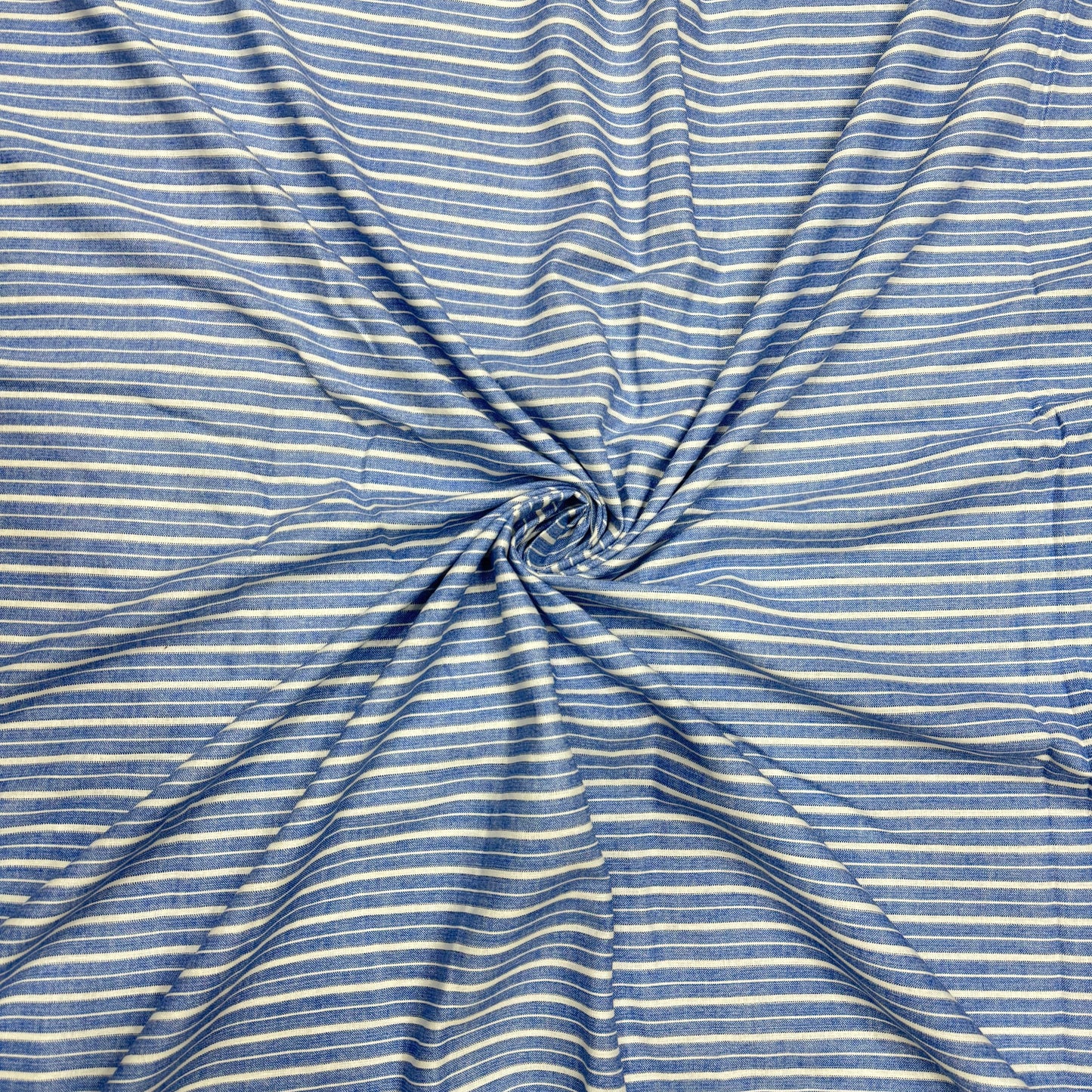 Cotton Linen Blue Formal Stripe Fabric