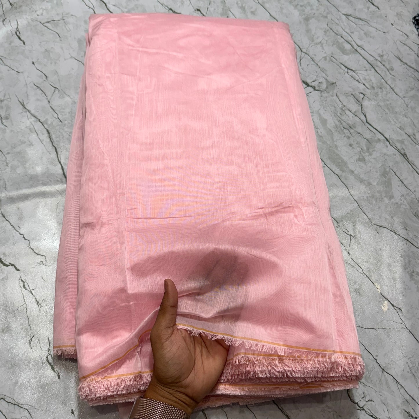 Buy Mul Chanderi Baby Pink Fabric