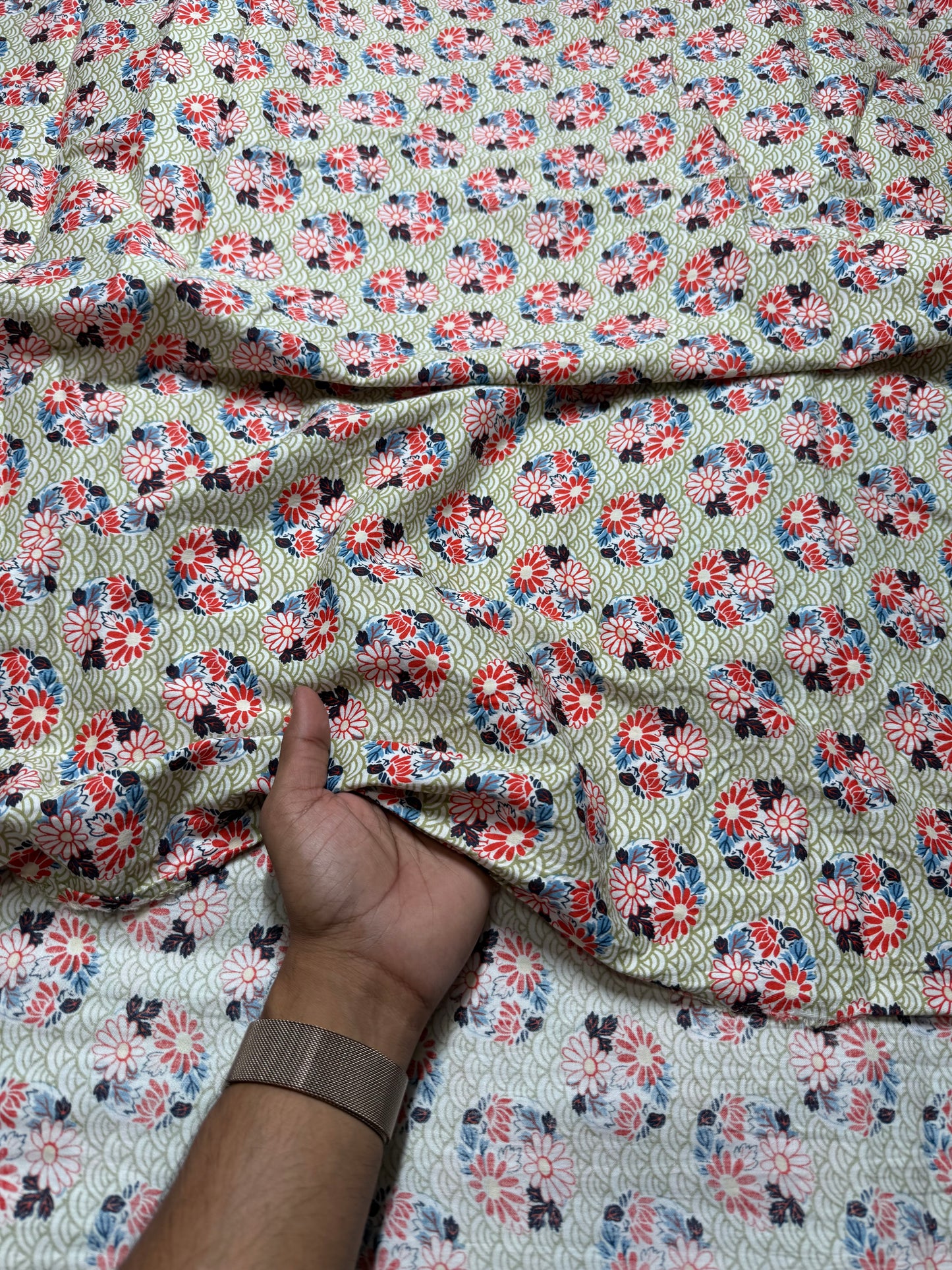 Buy Cotton Linen Daisy Arches Printed Fabric