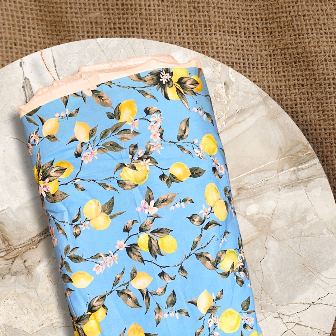 Buy Poplin Lemon Printed Fabric