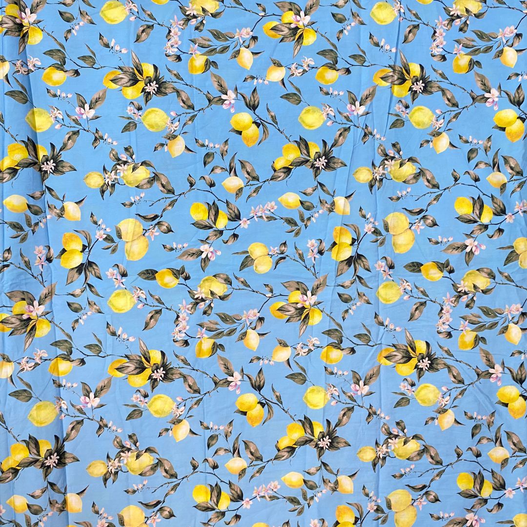 Buy Poplin Lemon Printed Fabric