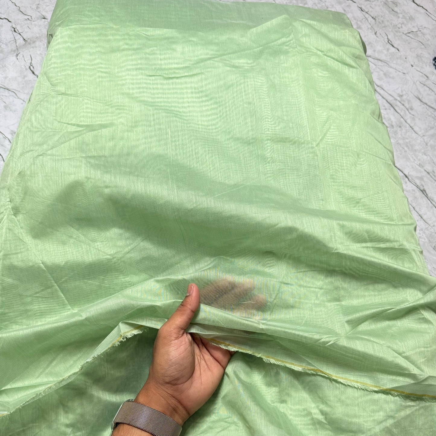 Buy Mul Chanderi Baby Green Fabric