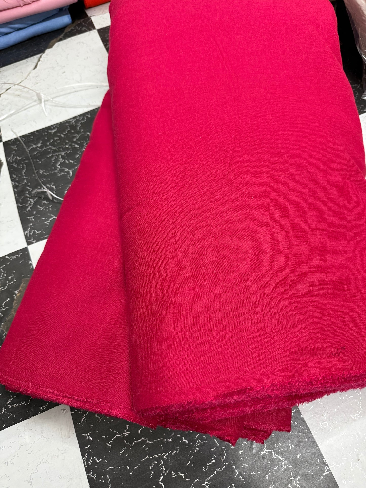 Buy Pure Linen Solid Deep Pink Fabric
