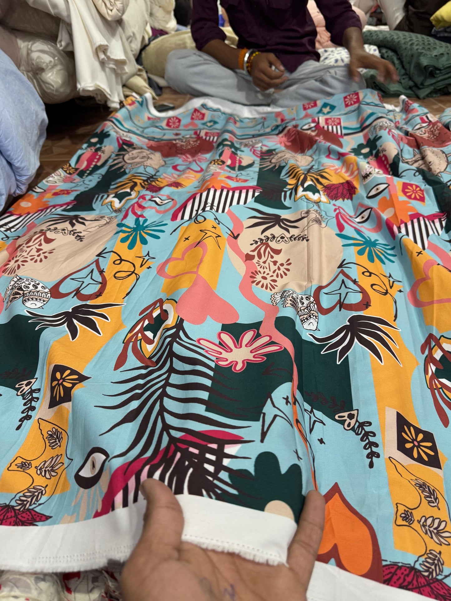 Buy Poplin Sky Base Printed Fabric