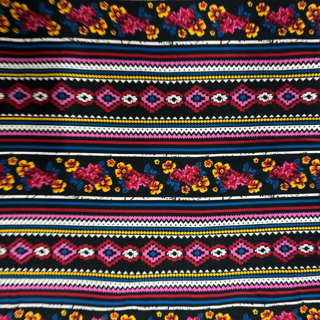 Buy Poly Crepe Line Kadhai Printed Fabric