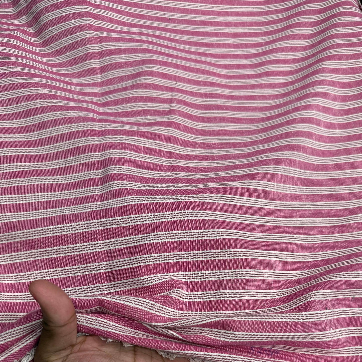 Cotton Linen Red Formal Dual Line Stripe Fabric