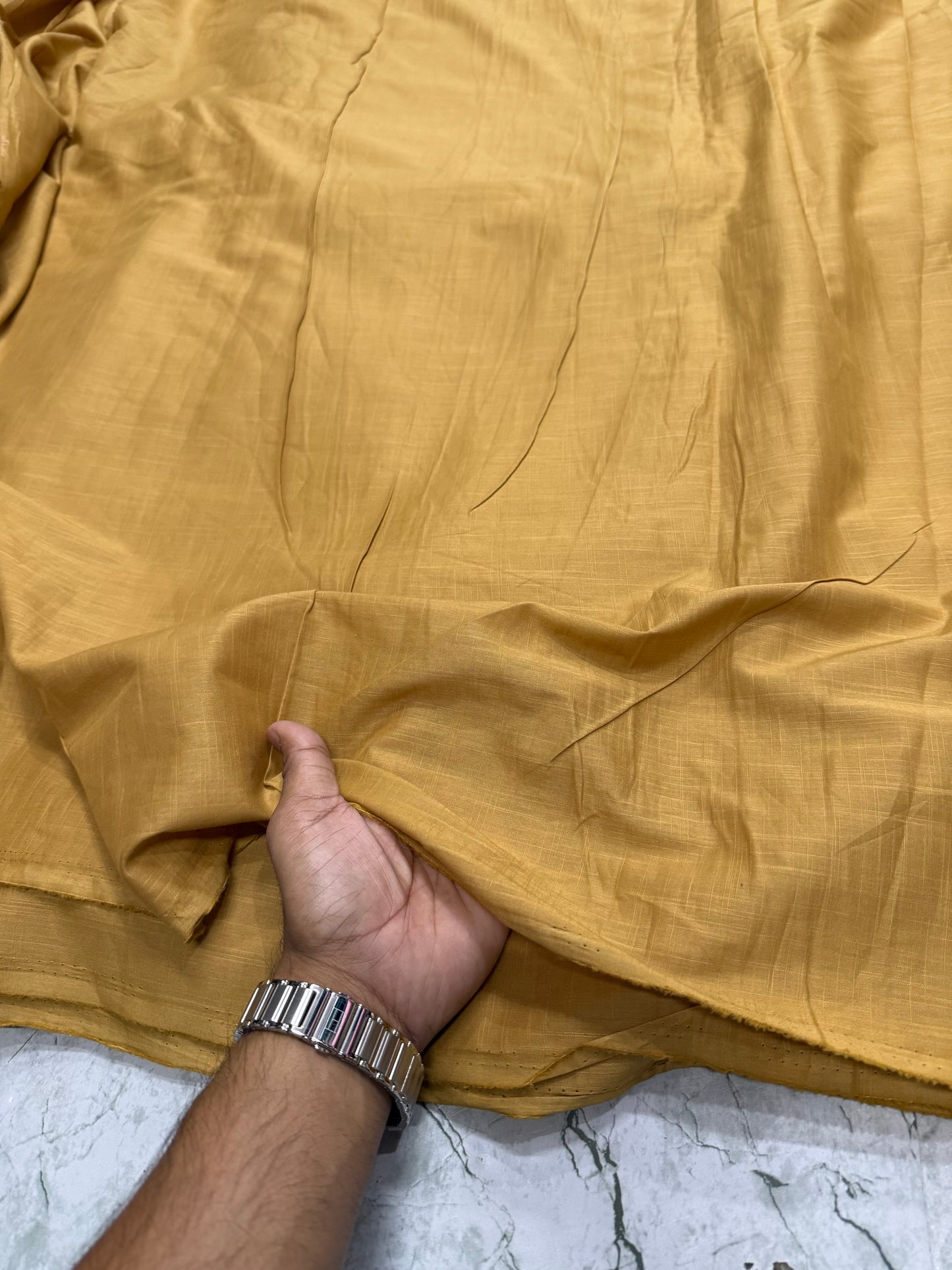 Buy Cambric Slub Solid Mustard Fabric