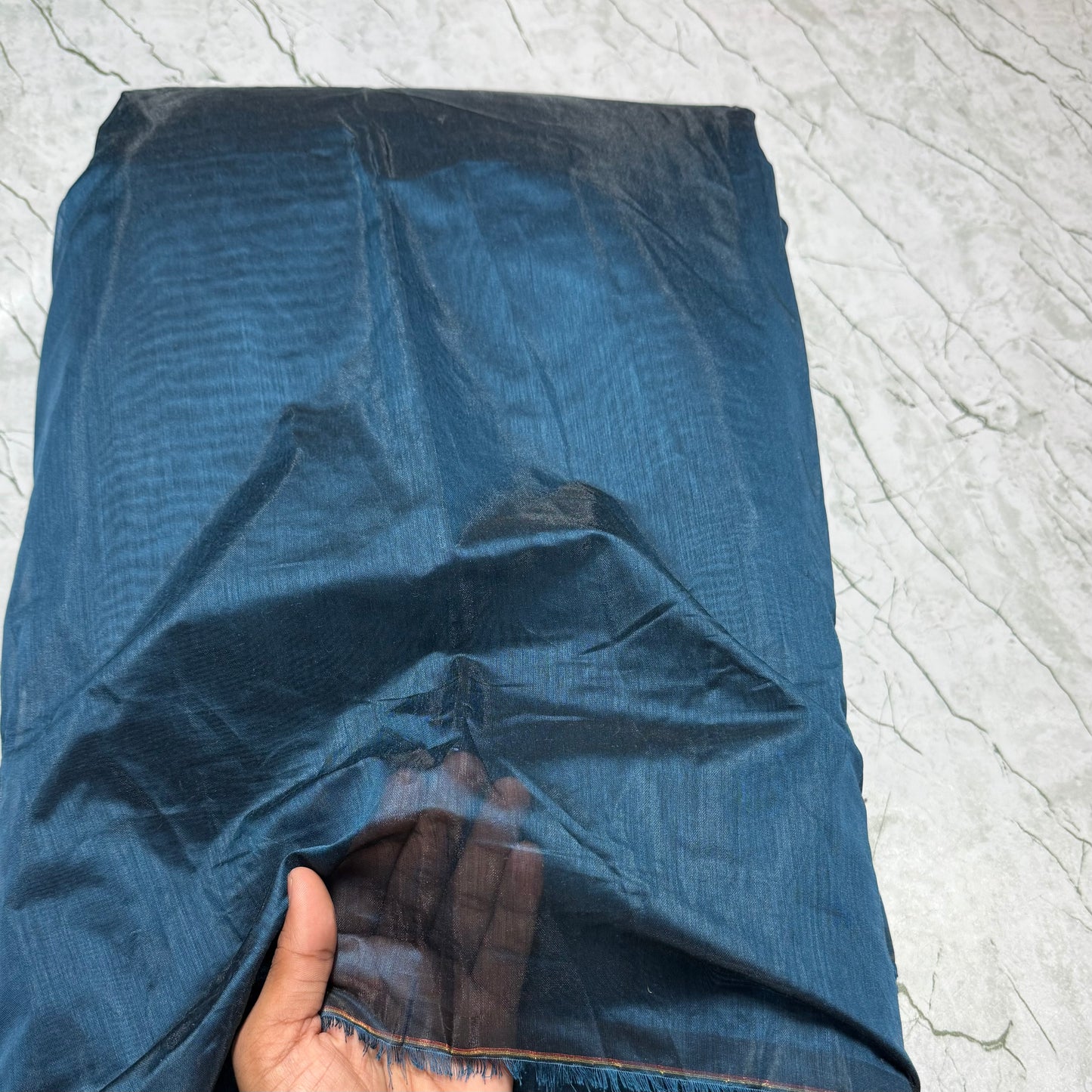Buy Mul Chanderi Dark Blue Fabric