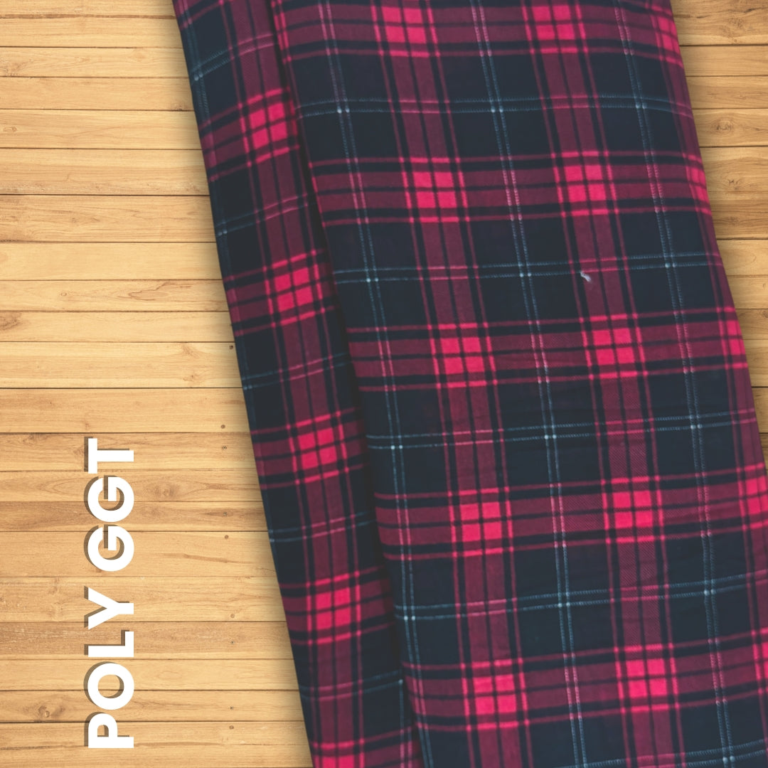 Buy Poly Georgette Black Red Sheer Top Fabric