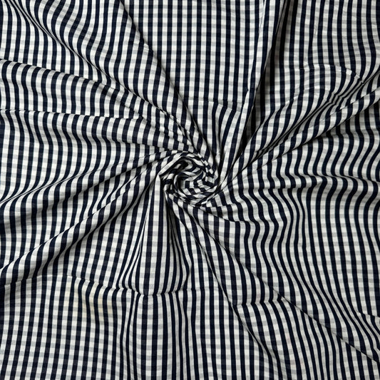 Yarn Dyed Poly Twill Black Stripe Fabric