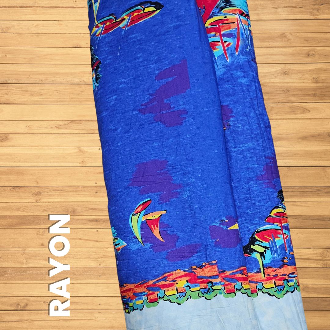 Buy Blue Abstract Printed Rayon Fabric