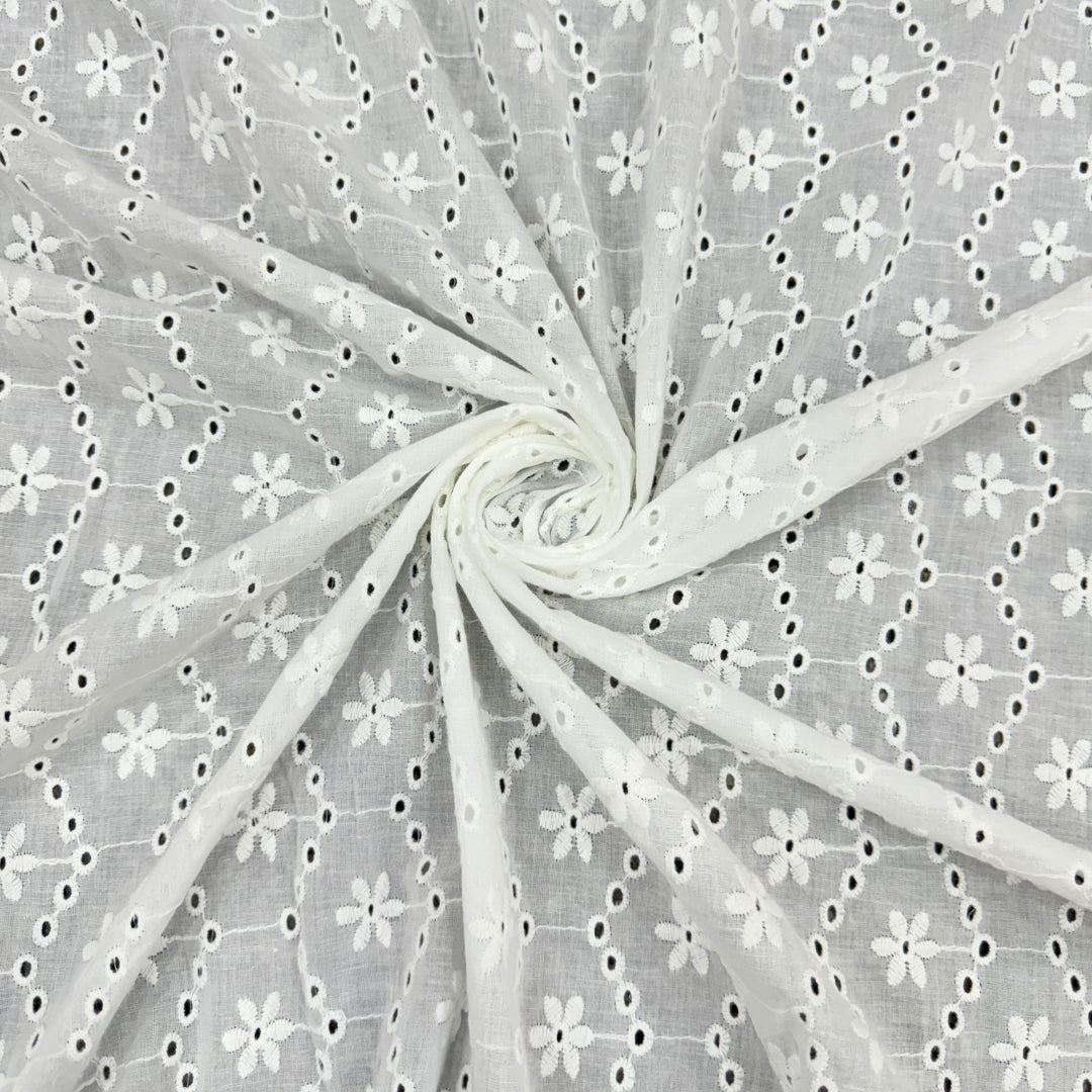 Buy White Hakoba White Dyed Rare ZigZag Floral