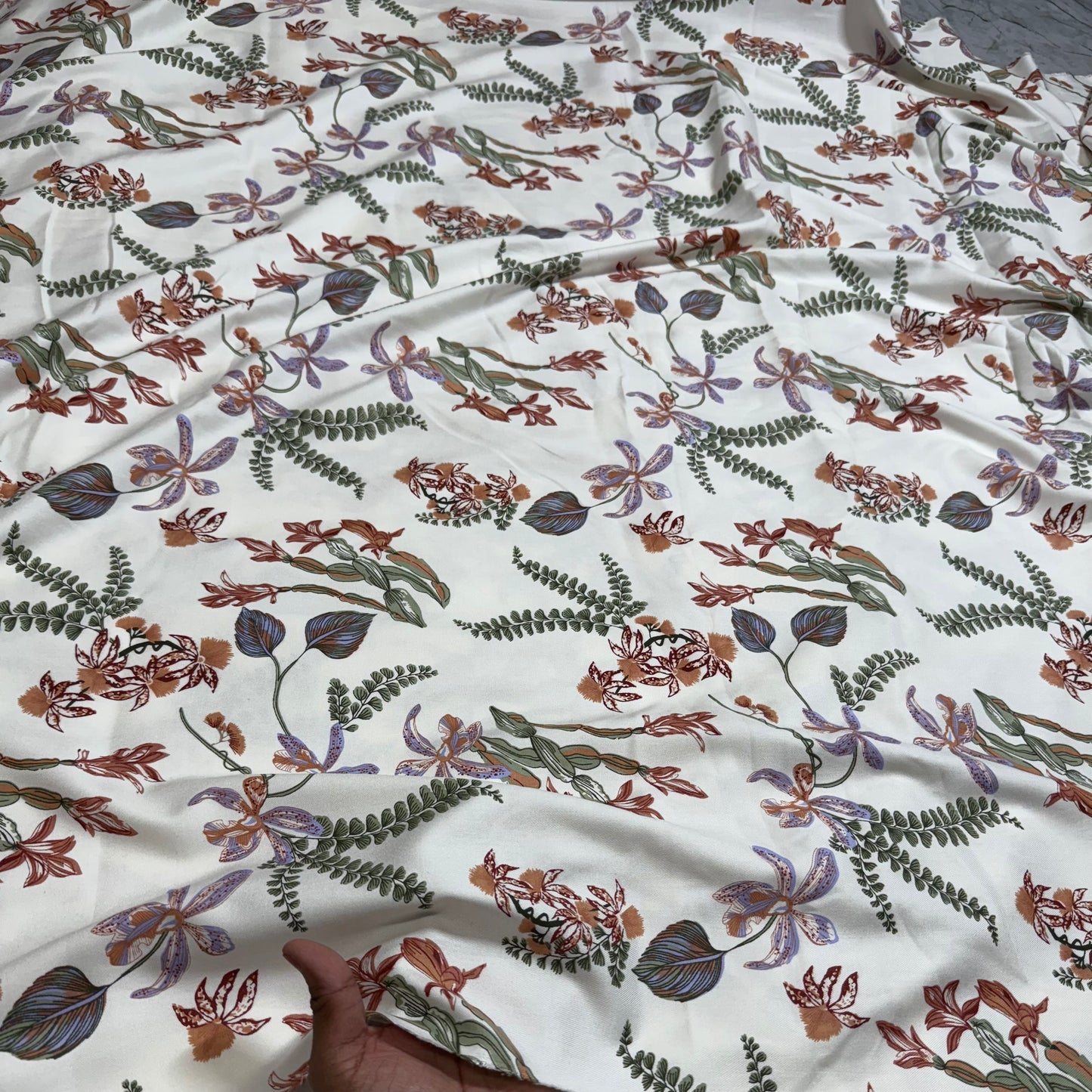 Buy Premium Modal Twill Fern & Flower Printed Fabric