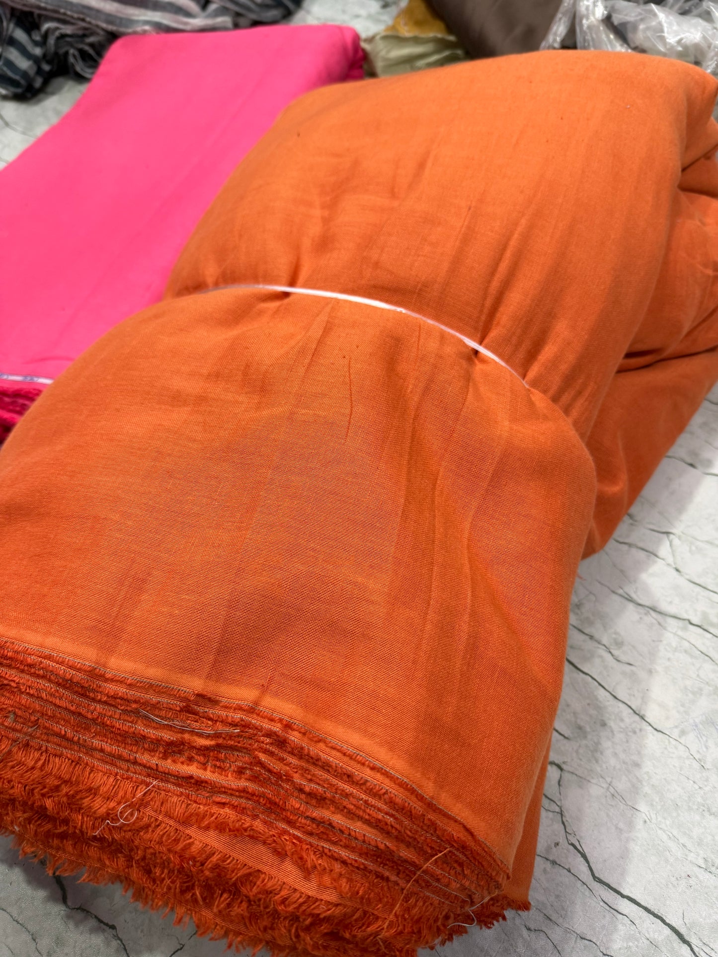 Buy Pure Linen Orange Tint Fabric