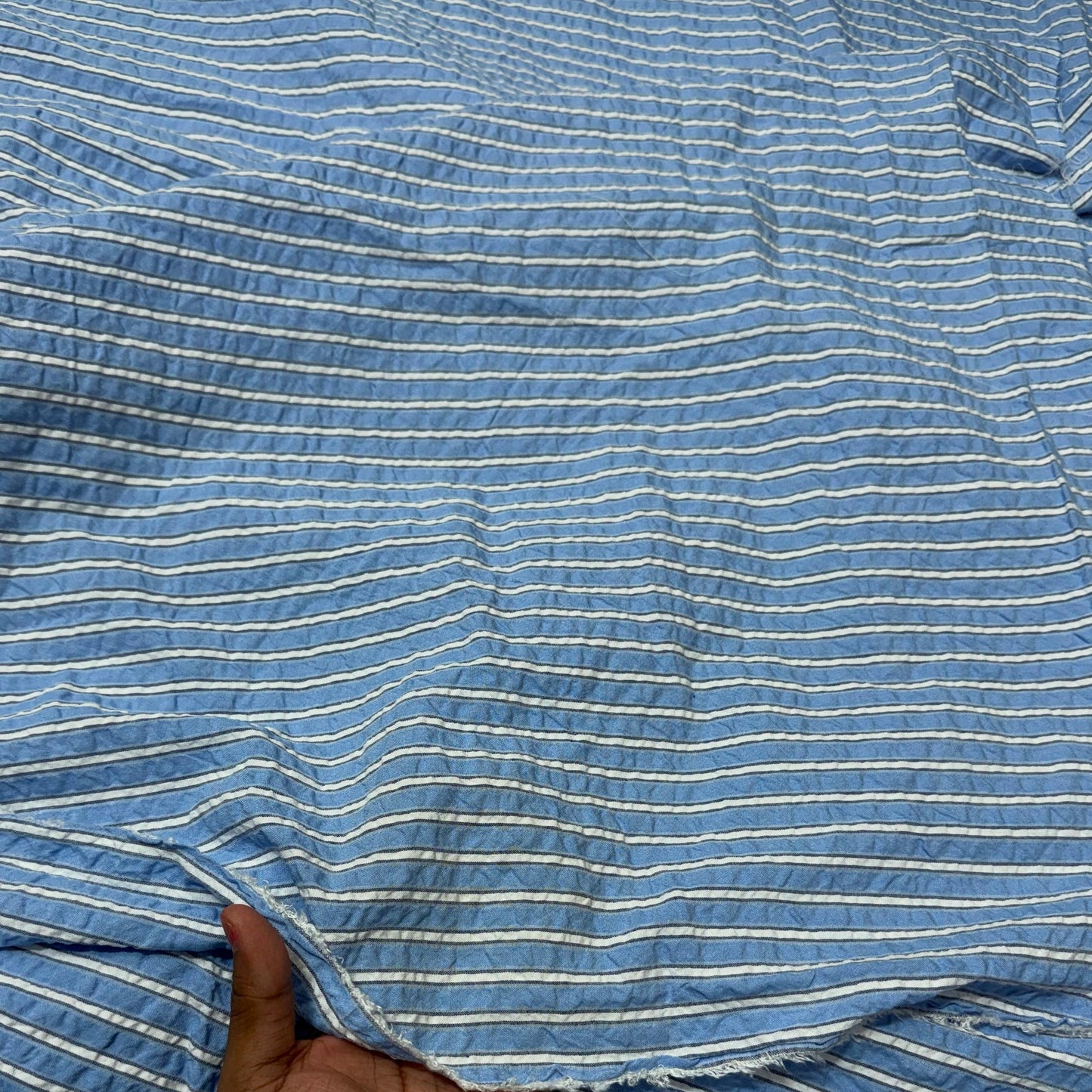 Premium Seersucker Formal Blue Stripe Fabric