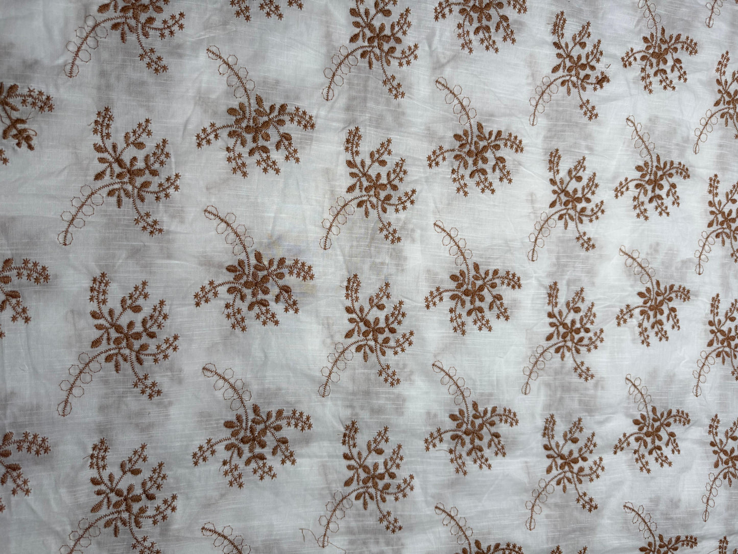 Buy Pure Cotton Cambric slub Golden Embroidery Fabric