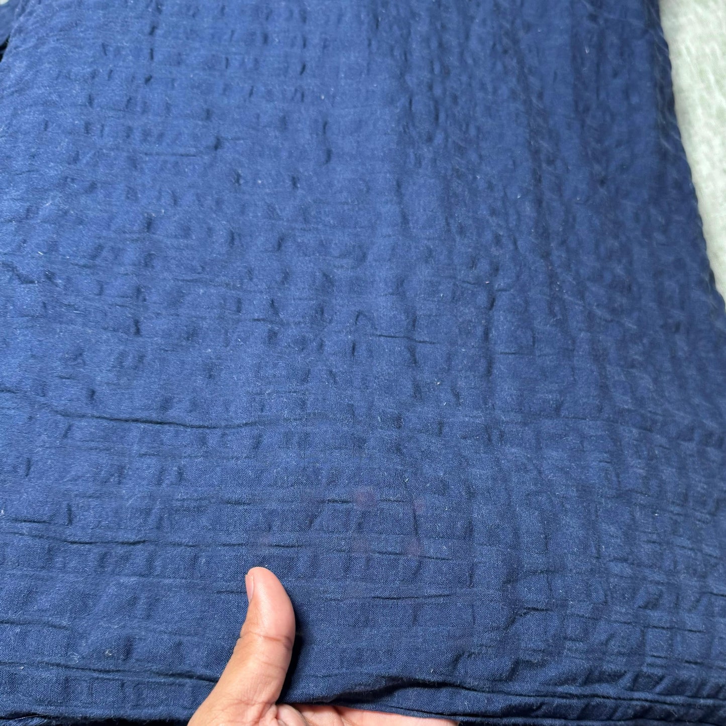 Buy Box Seersucker Solid Blue Fabric
