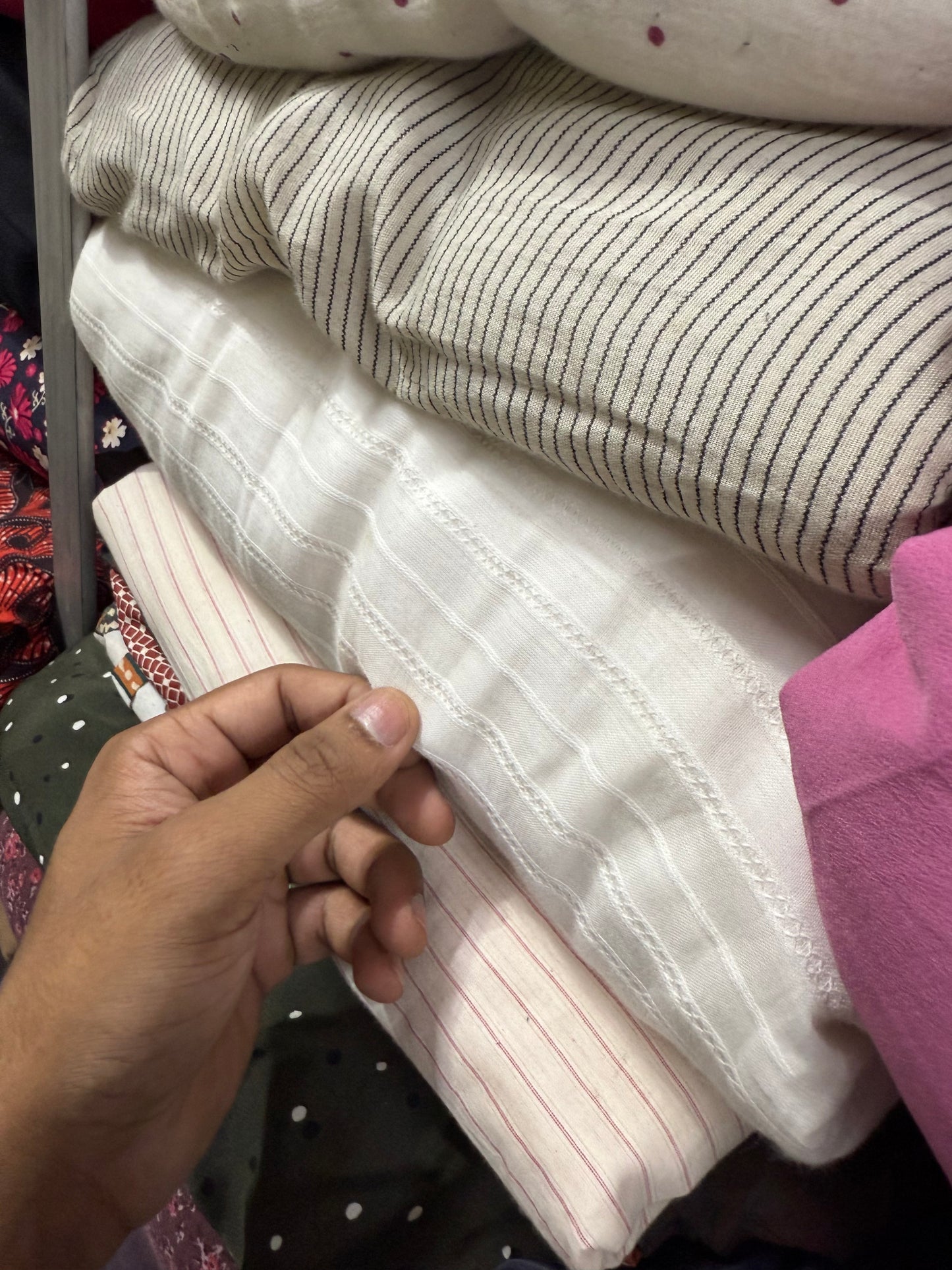 Cotton Premium White Stripe Embroidery Hakoba