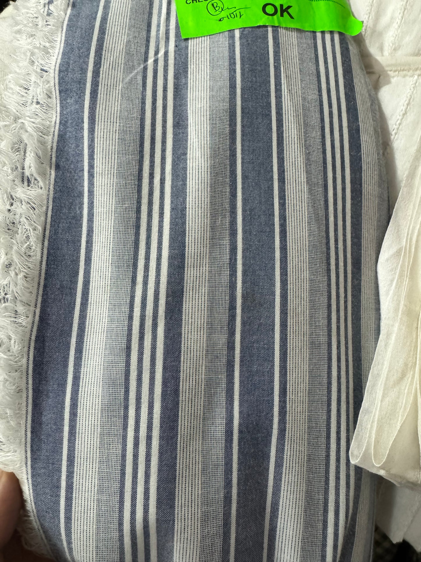 Buy Premium Cotton Blue White Shirting Stripe Fabric