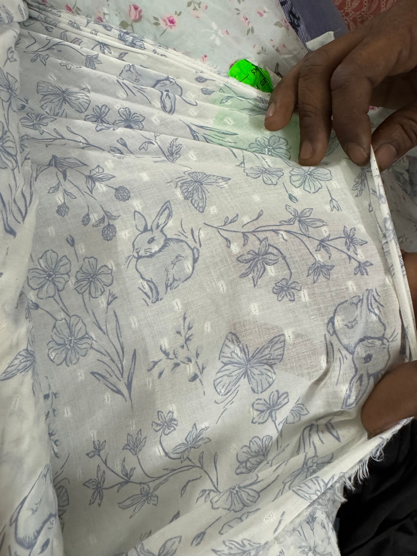 Buy Cotton Lurex Butta Rabbit Printed Fabric