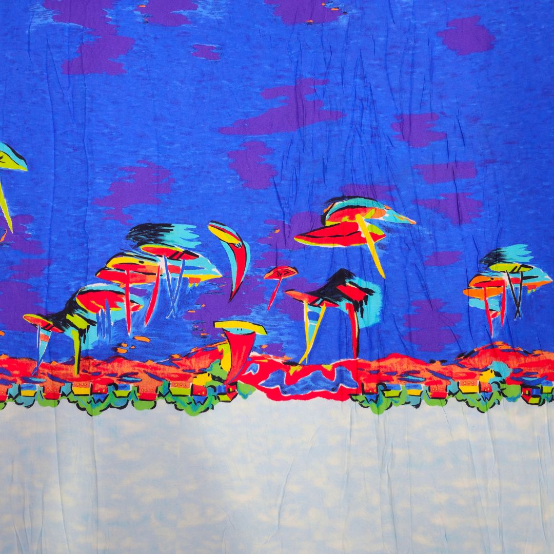 Buy Blue Abstract Printed Rayon Fabric