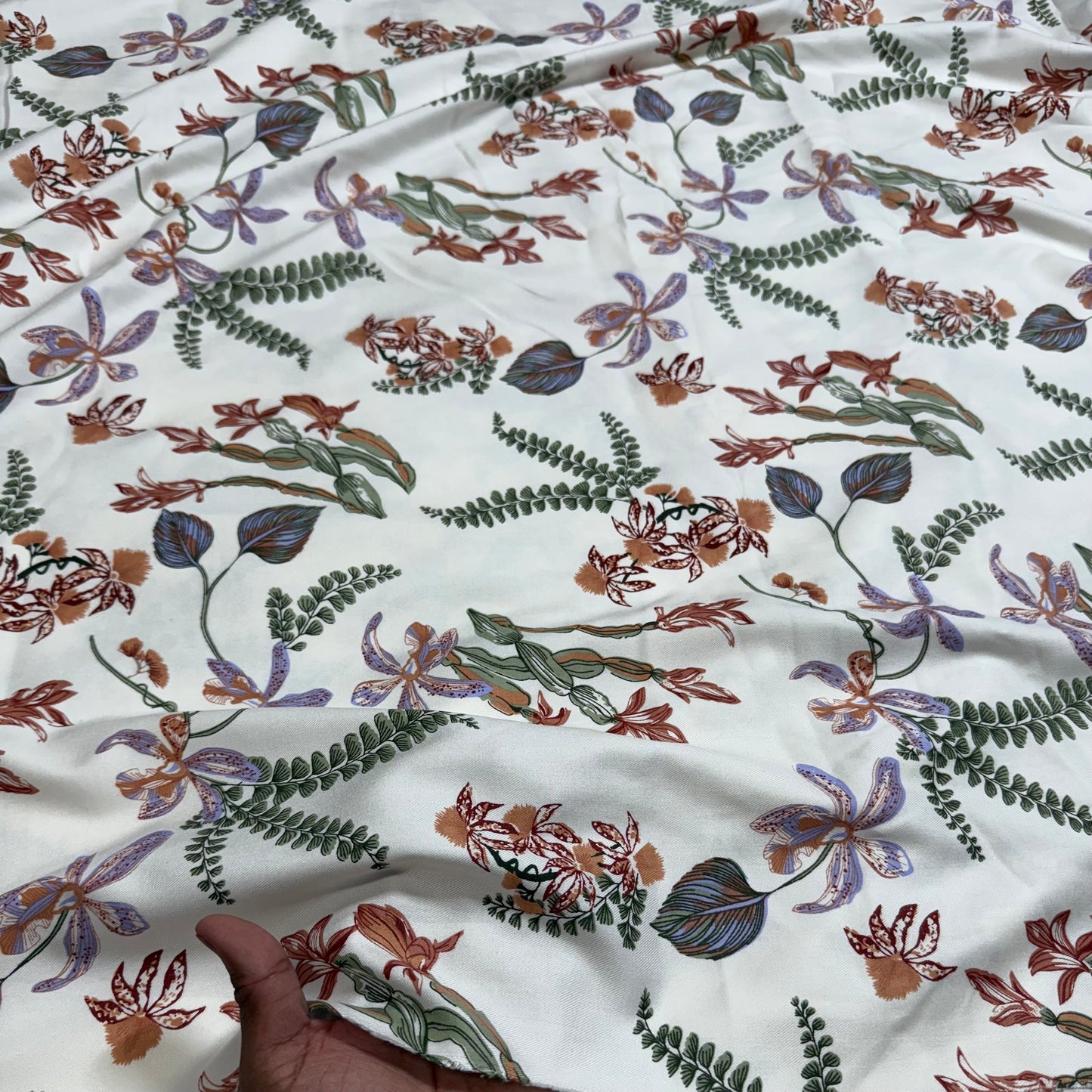 Buy Premium Modal Twill Fern & Flower Printed Fabric