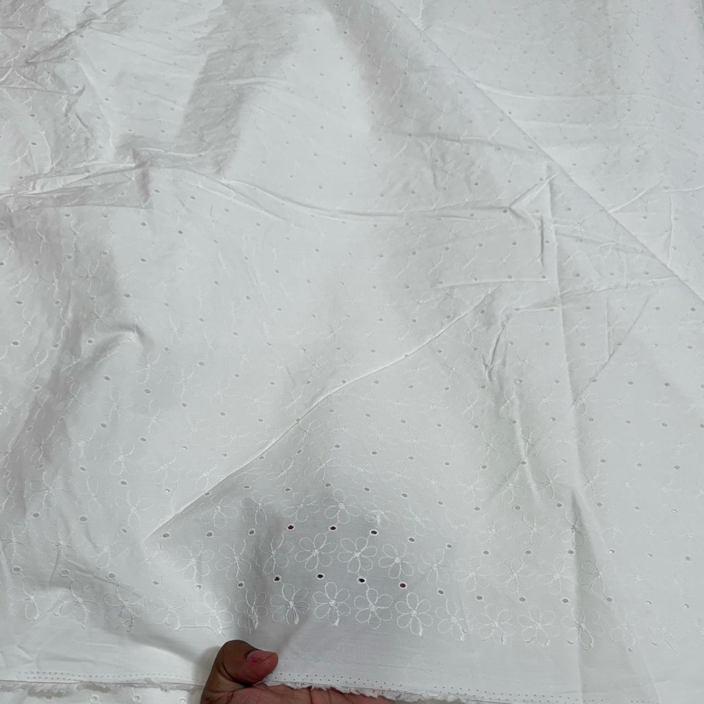 Buy Cotton Hakoba White Sweet Flower Embroidery