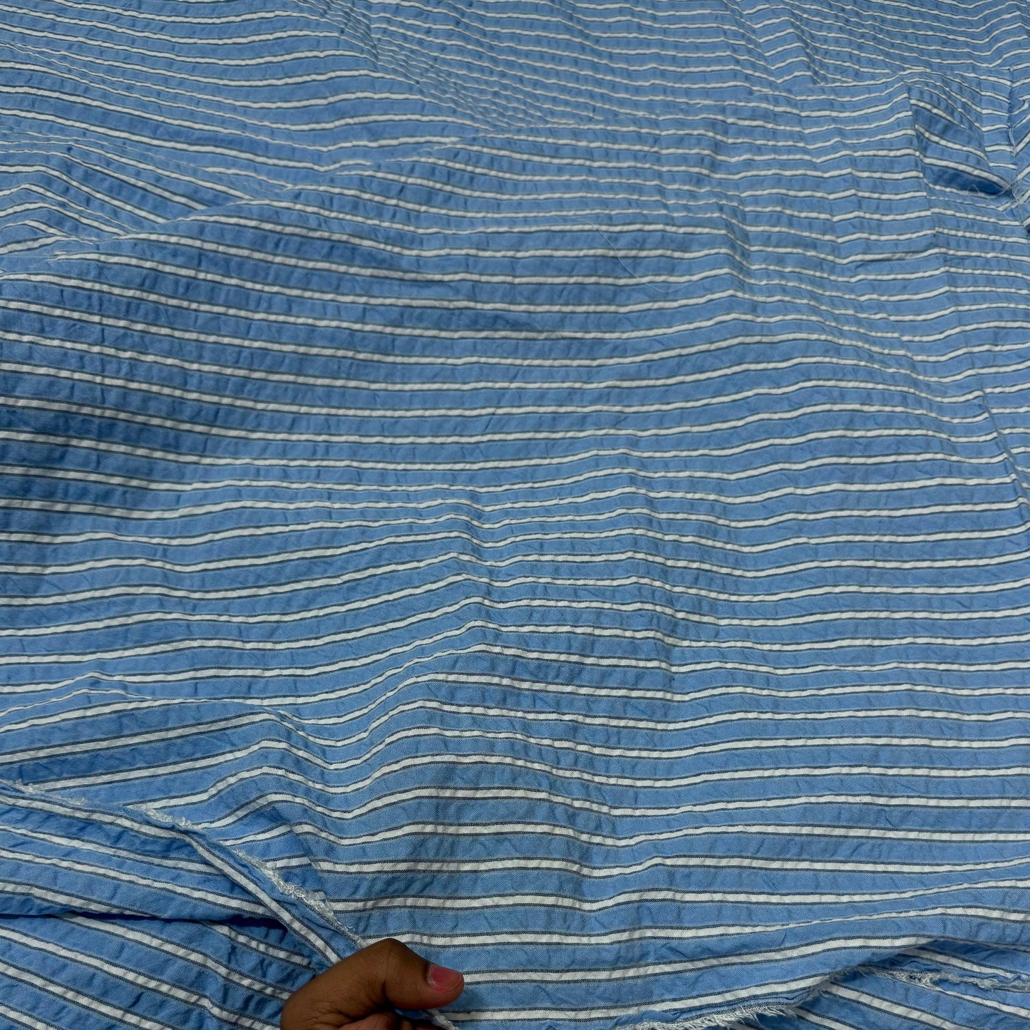 Premium Seersucker Formal Blue Stripe Fabric