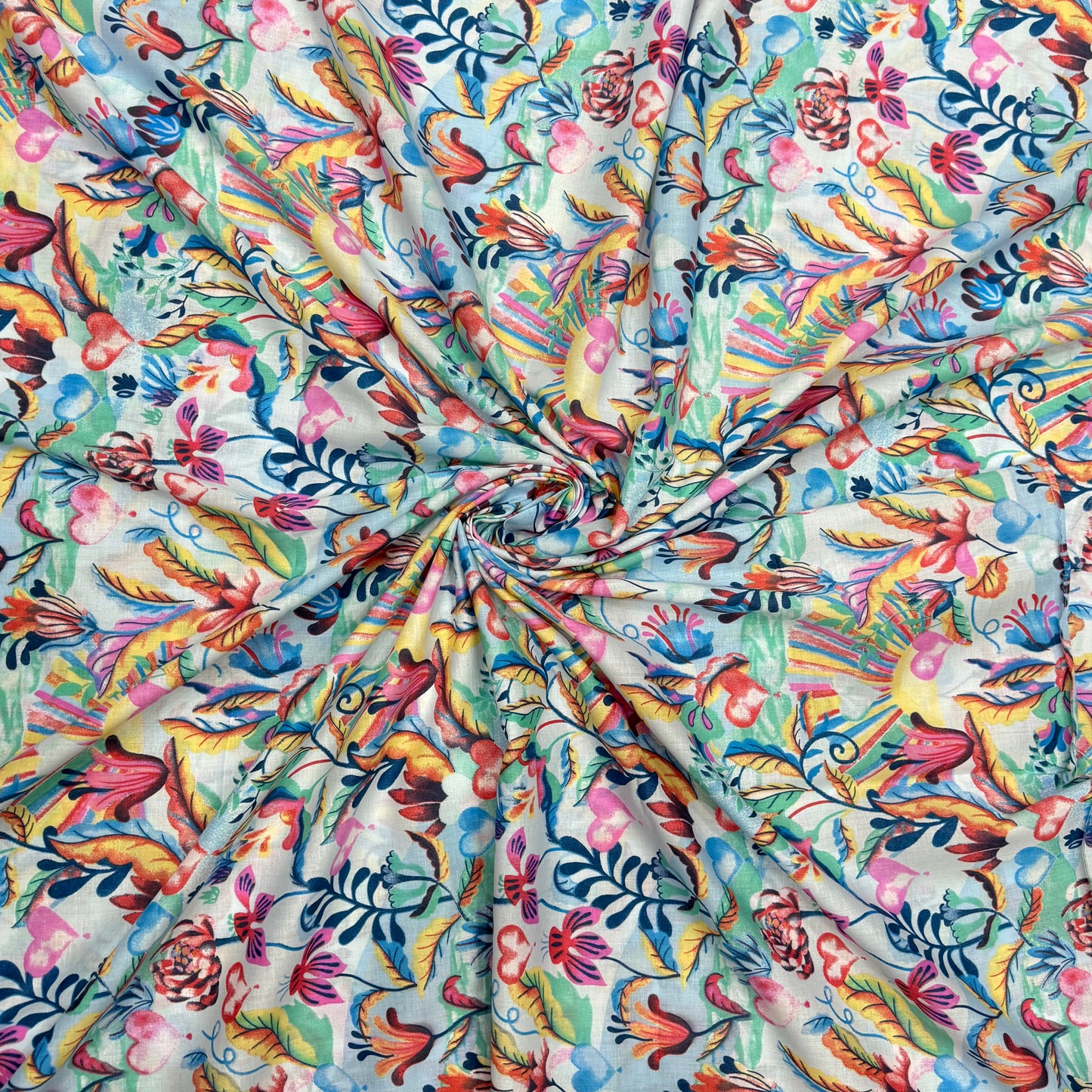Buy Cotton Cambric Vibrant Summer Floral Fabric