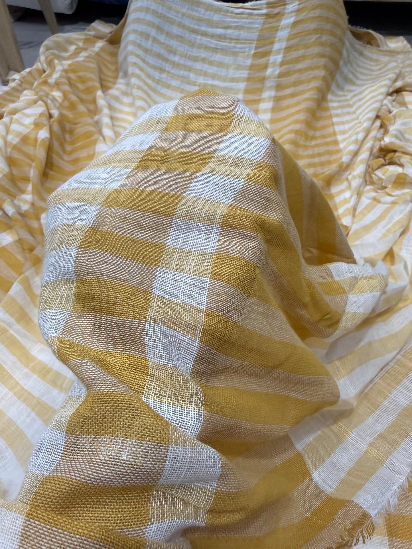 Buy Cotton Gauge Yellow Shade Stripe Fabric
