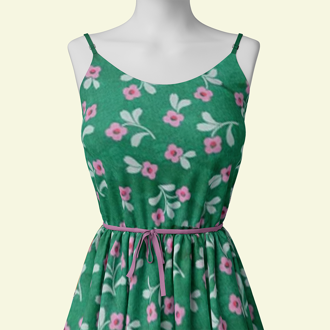 Buy Pure Cotton Cambric Green Floral Fabric