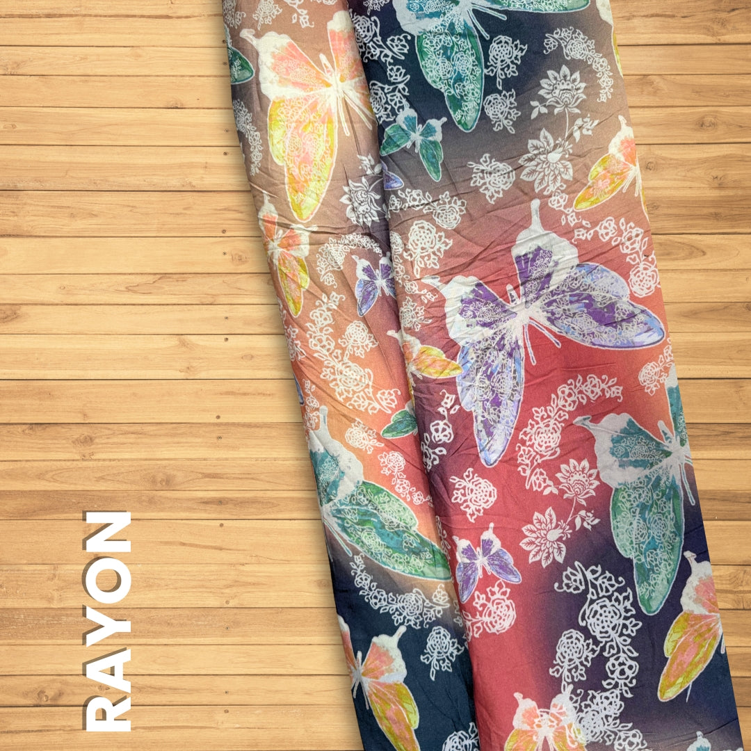 Buy Viscose Modal Colorful Butterfly Printed Fabric
