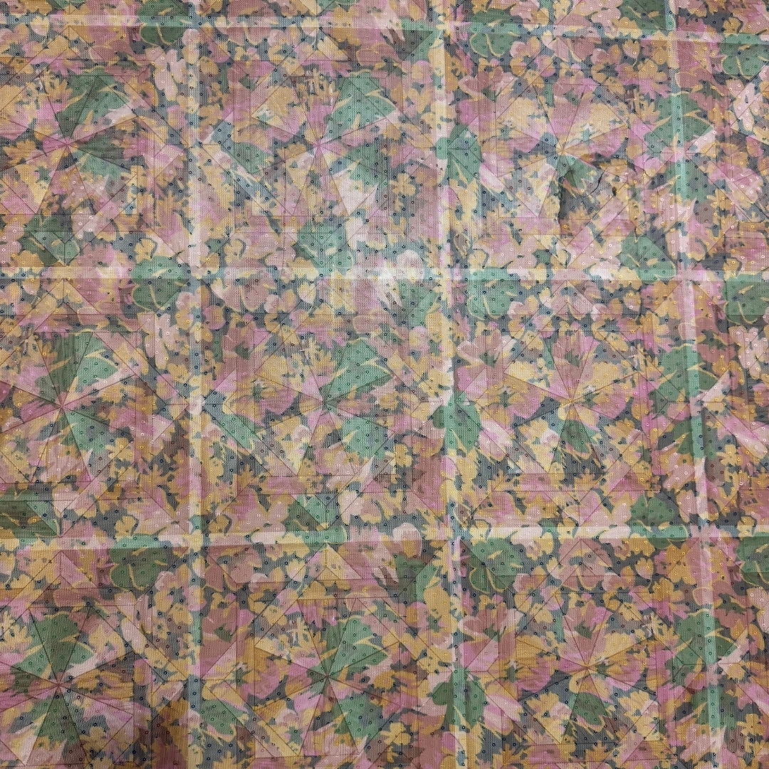 Buy Mesh Sequins Floral Printed Fabric
