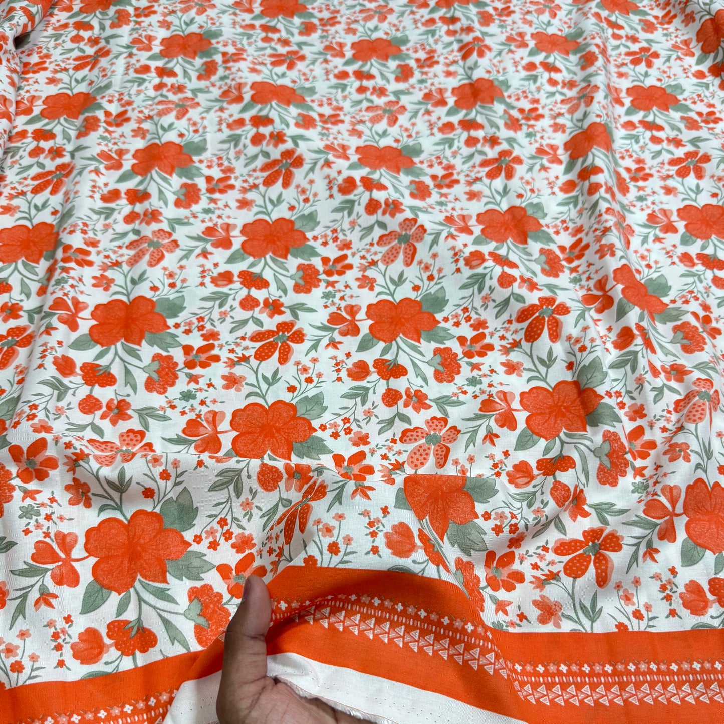 Buy Premium Modal Orange Bloom Printed Fabric