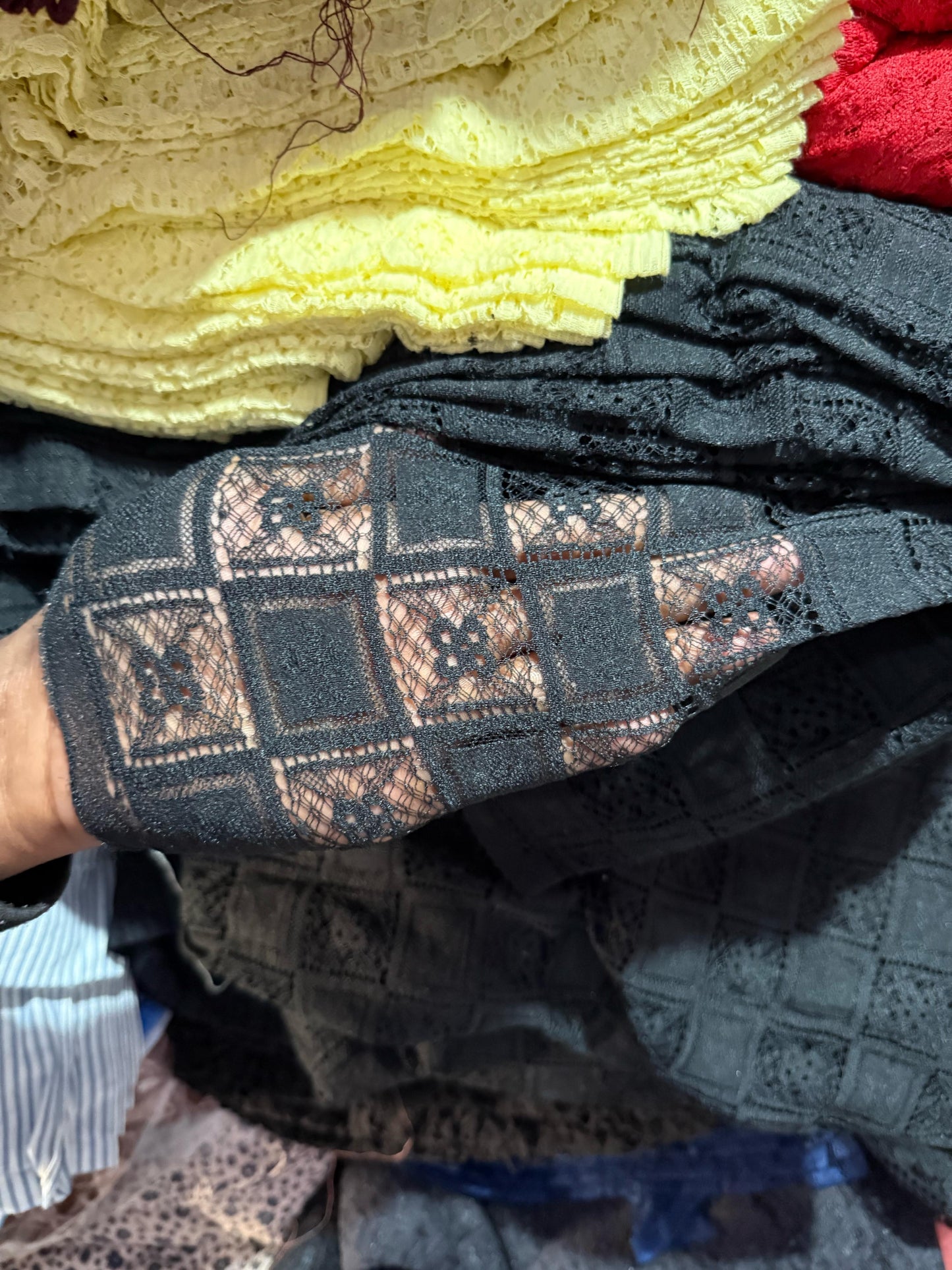 Mesh Embroidery Black Square Net Fabric