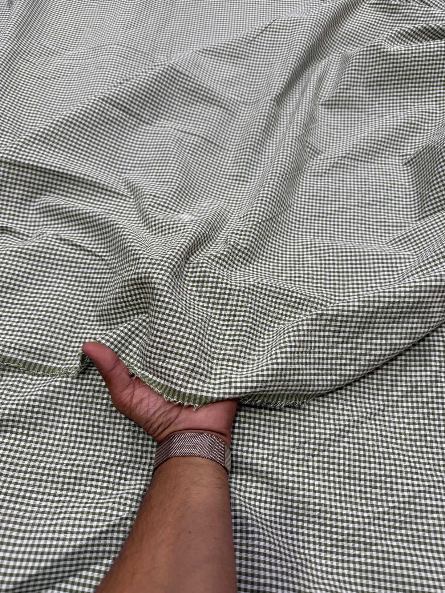Buy Cotton Checks Fabric - Green Gingham Fabric India