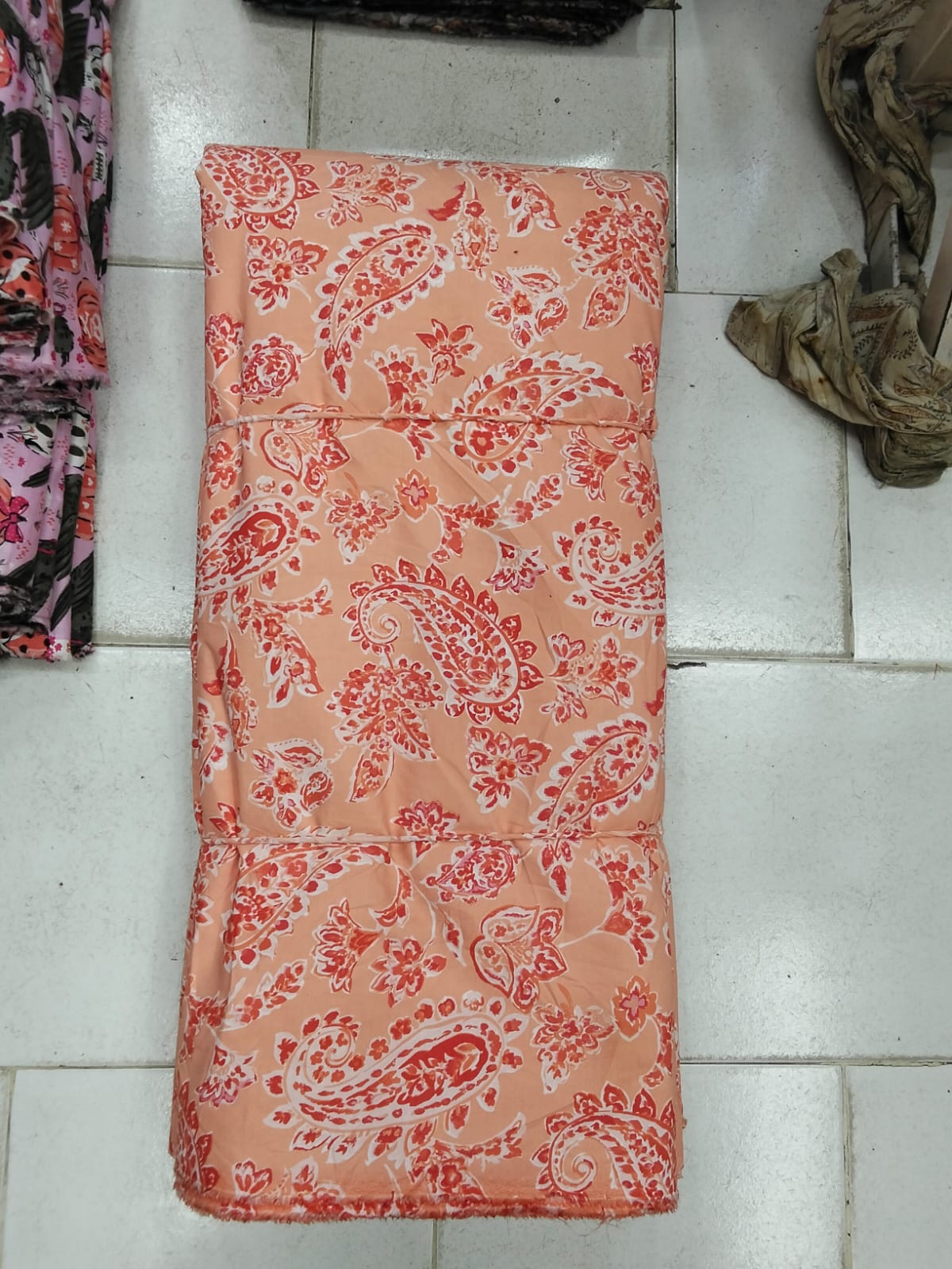 Buy Cotton Poplin Paisley Orange Printed FABRIC