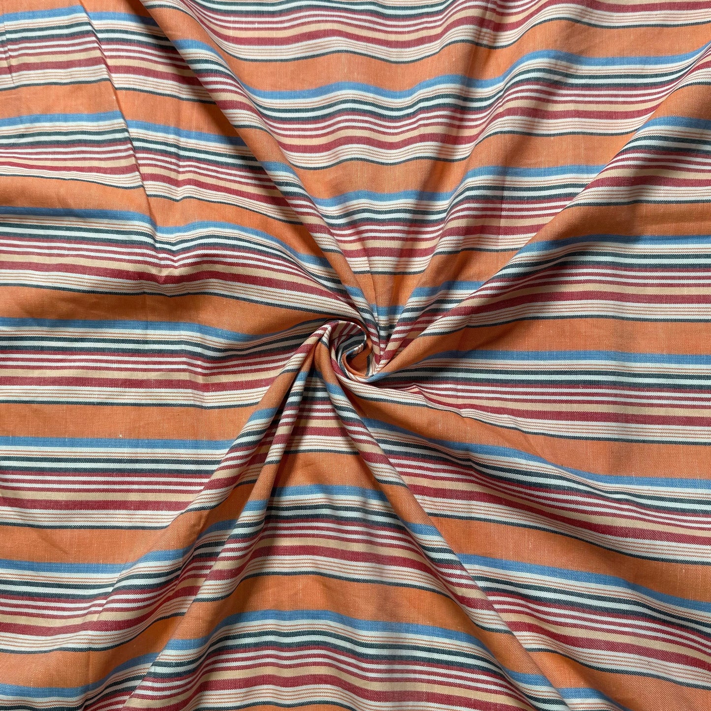 Buy Orange Stripes Linen Fabric