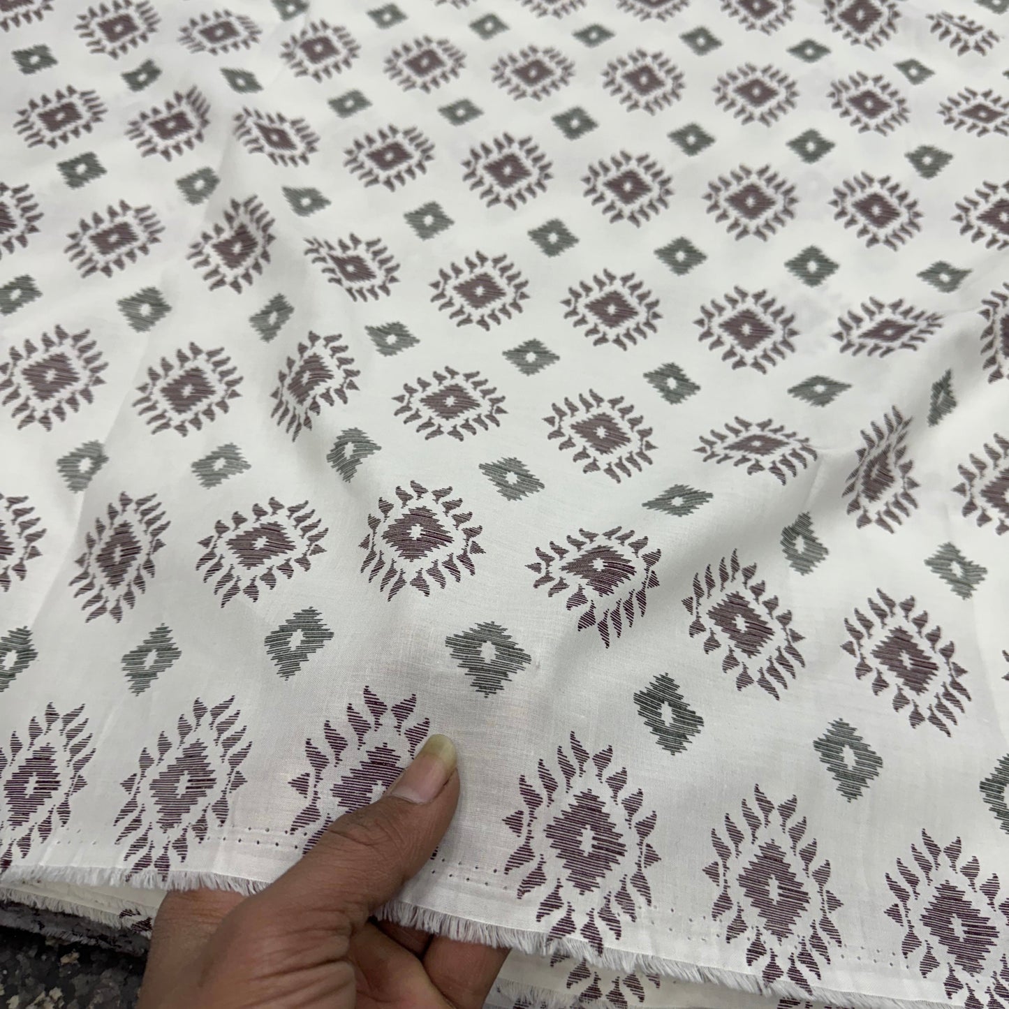 Buy Fine Premium Mul Cotton Grey Diamond Block Fabric