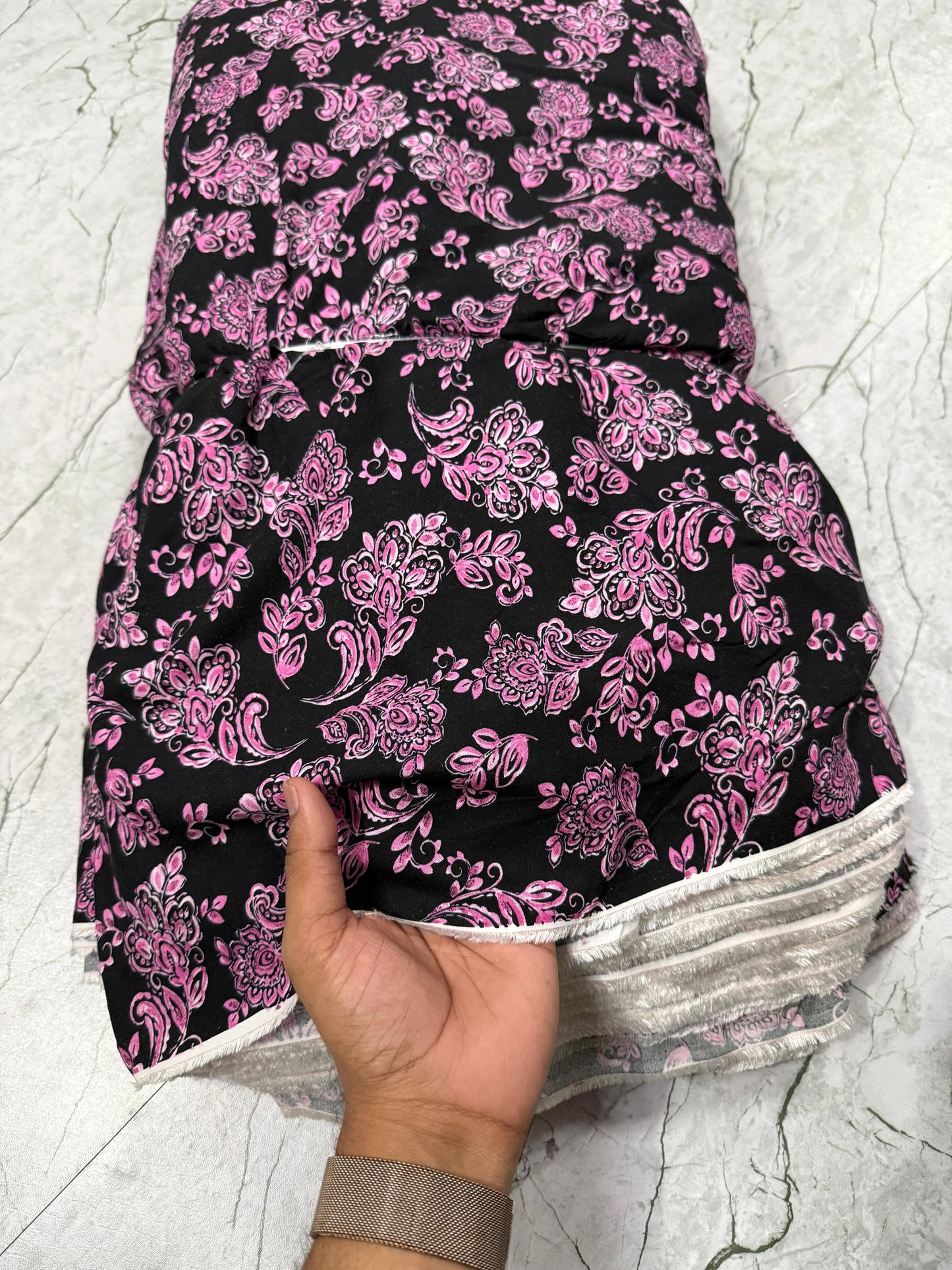 Buy Cotton Viscose Purple Black Jacobean Printed Fabric