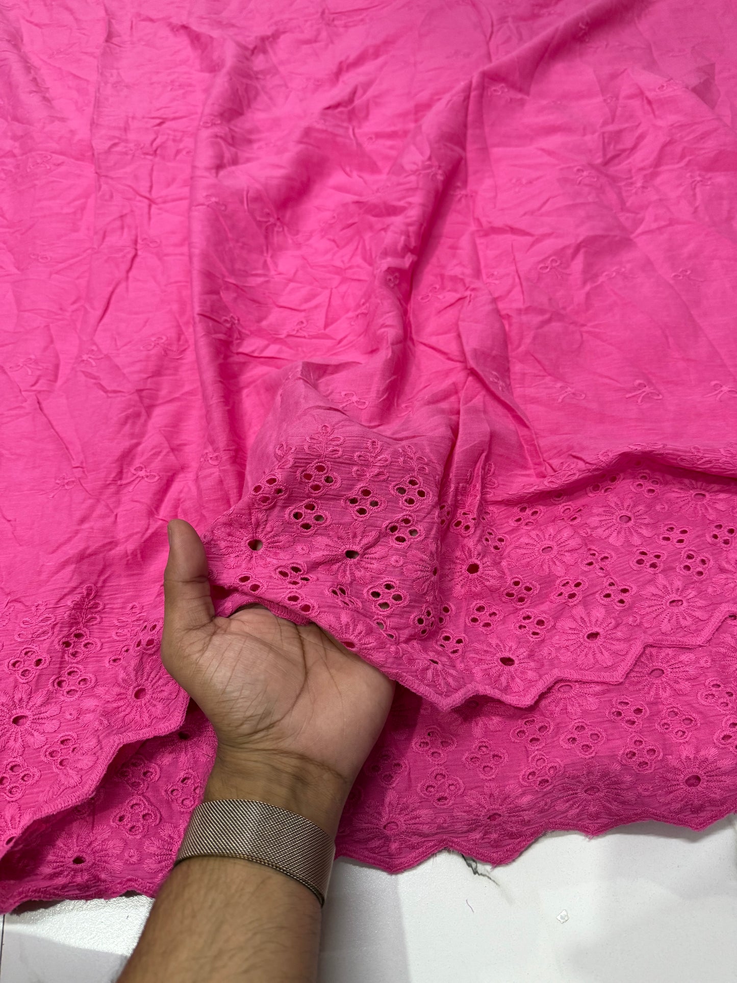 Buy Cotton Hakoba Hot Pink 4 Flower Border Design