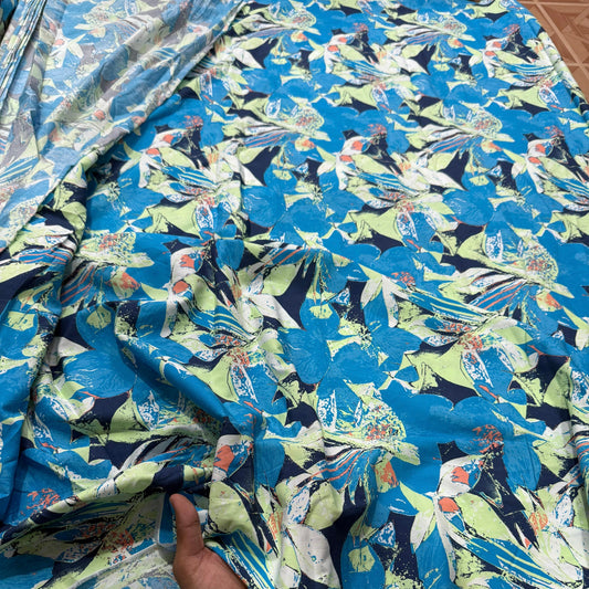 Buy 50s Poplin Abstract Bird Printed Fabric