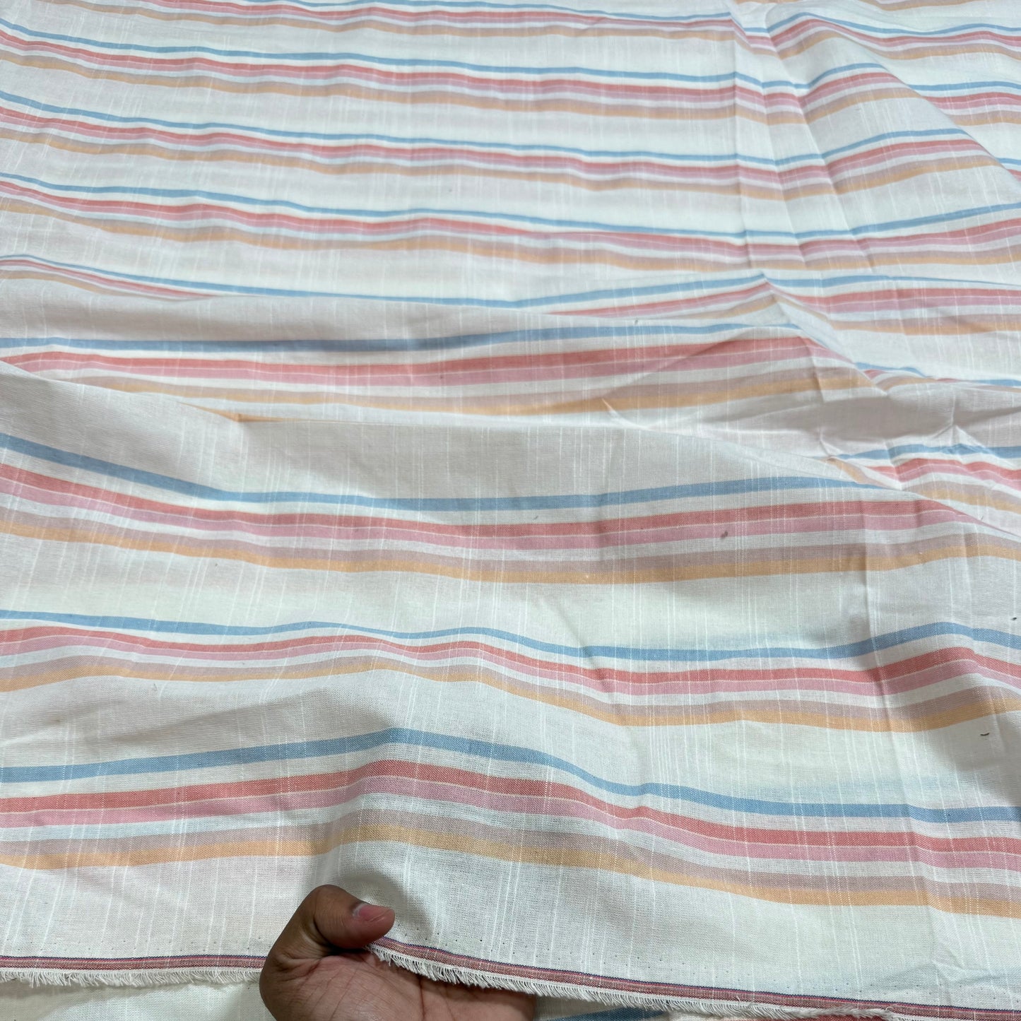 Buy Premium Linen Triple Stripe Printed Fabric