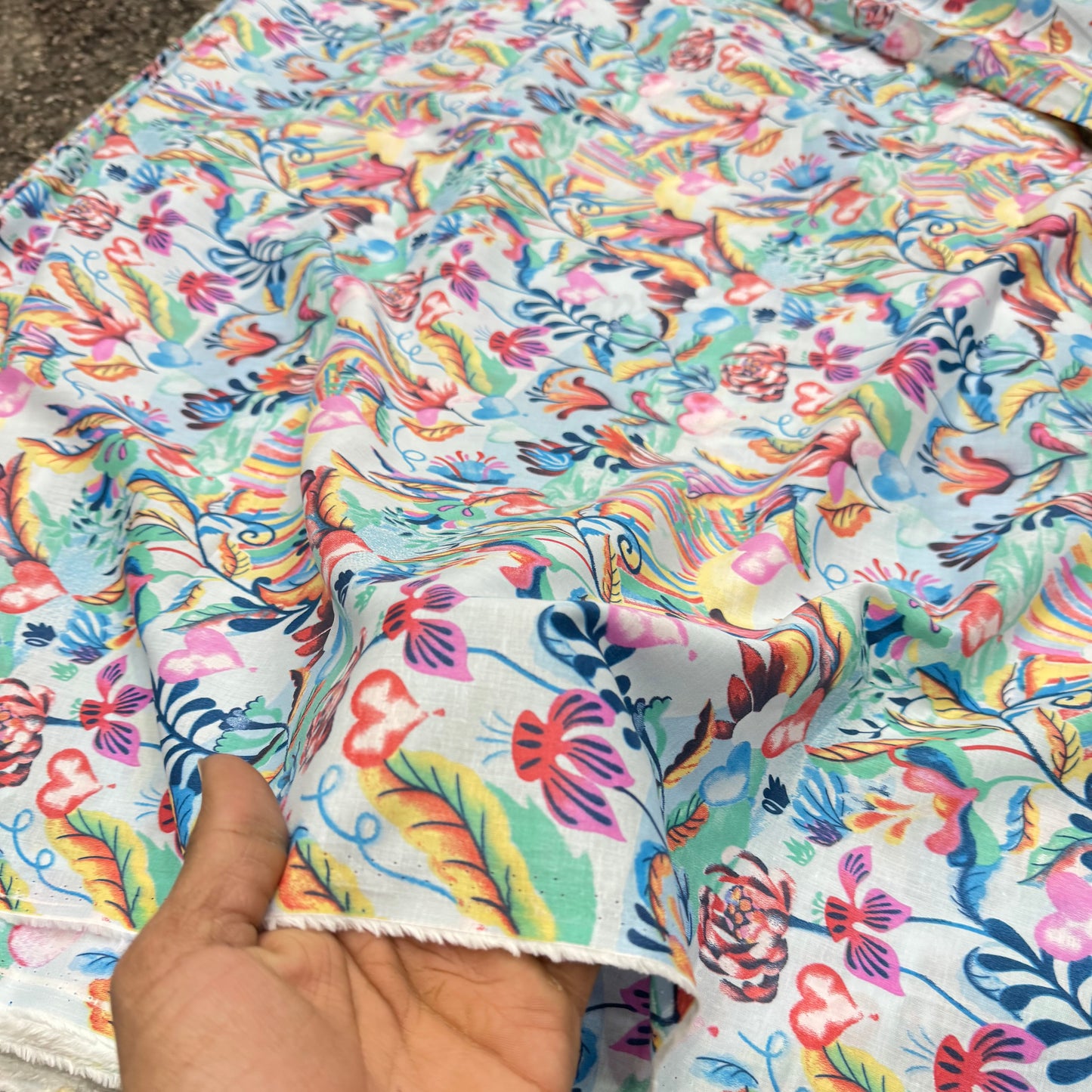 Buy Cotton Cambric Vibrant Summer Floral Fabric