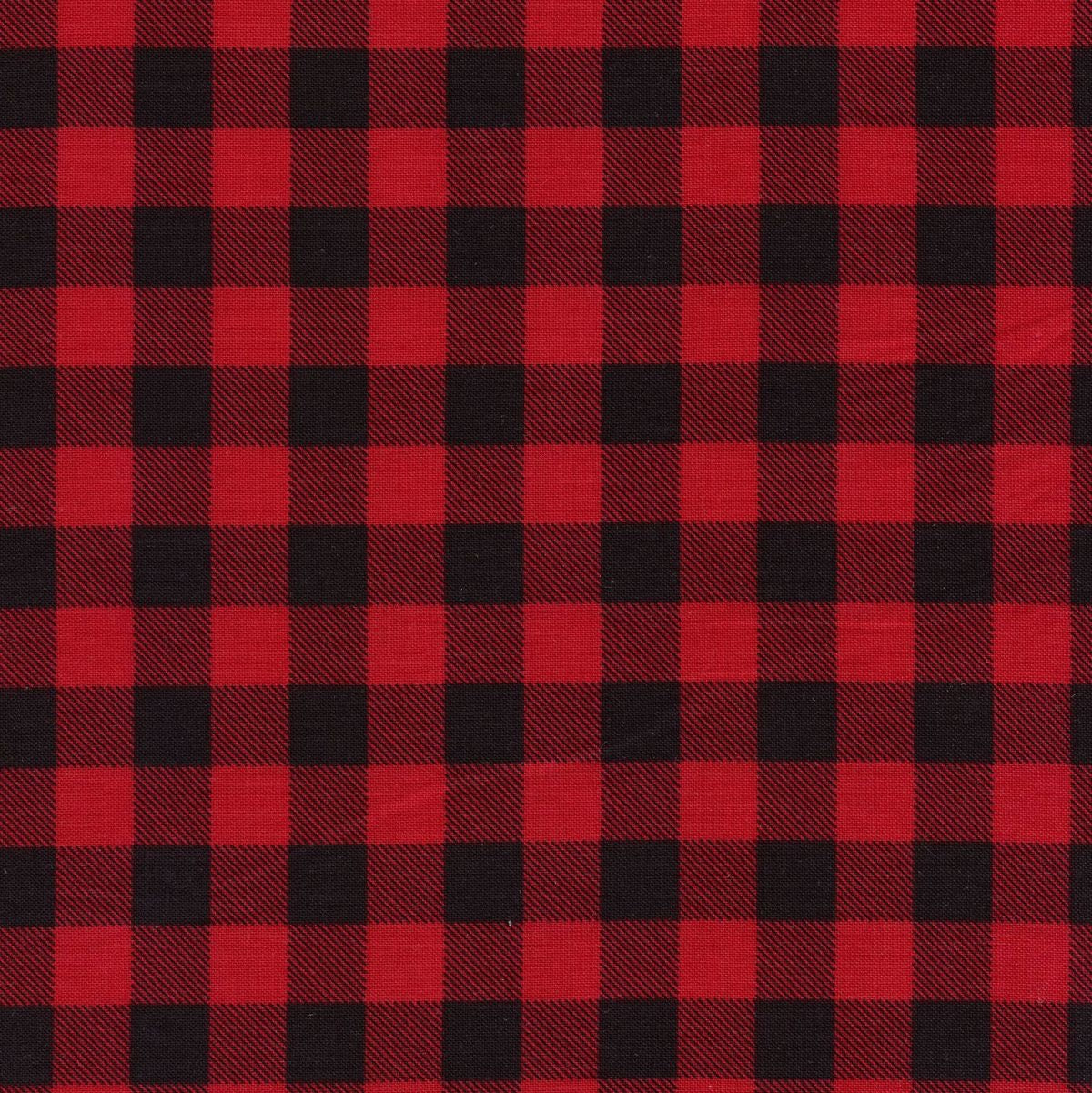 Buy Cotton Twill Black & Red Buffalo Plain Check