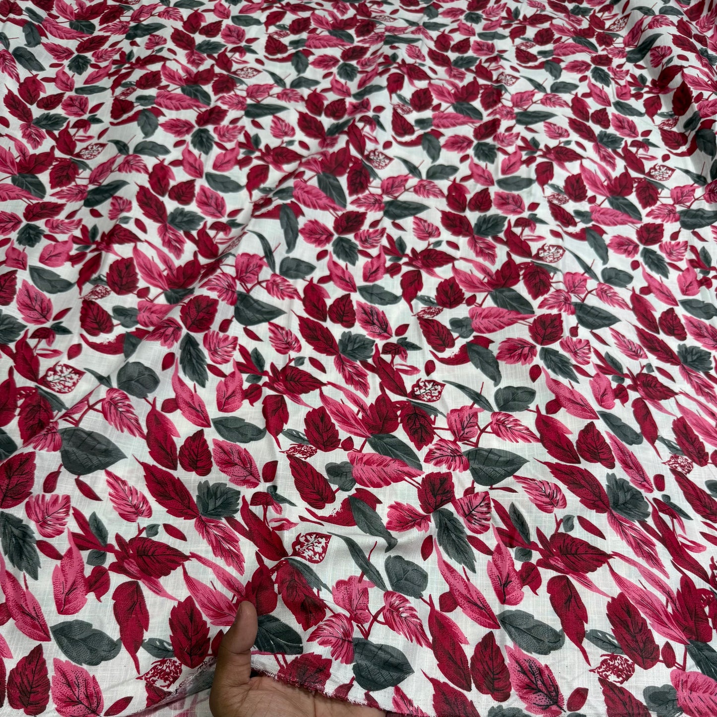 Buy Cotton Linen Red Fall Printed Fabric