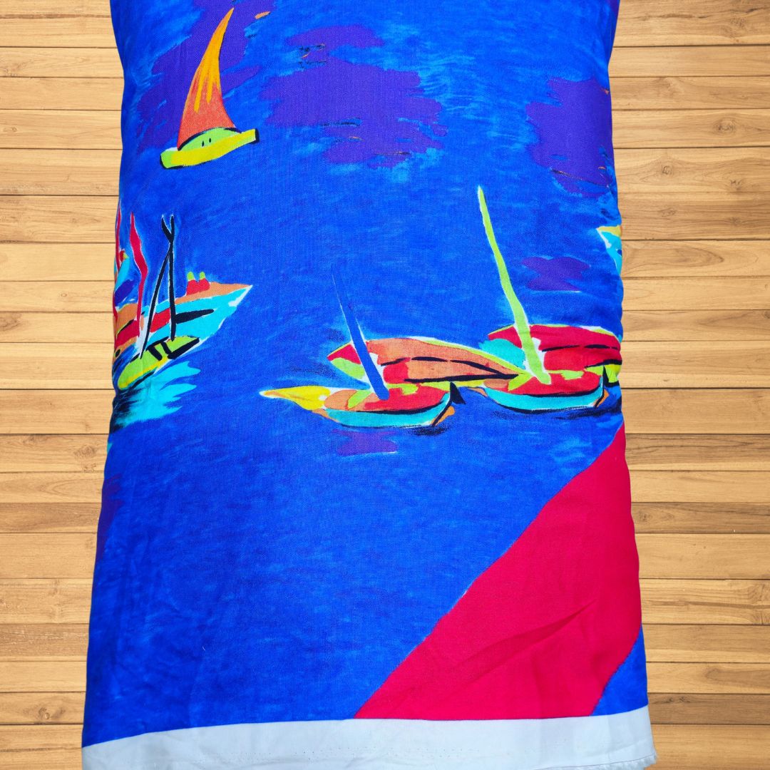 Buy Blue Abstract Printed Rayon Fabric